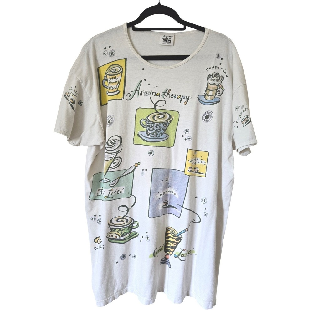 Y2K Vintage Relevant Products Coffee Oversized T-Shirt Made in USA Top 2000s